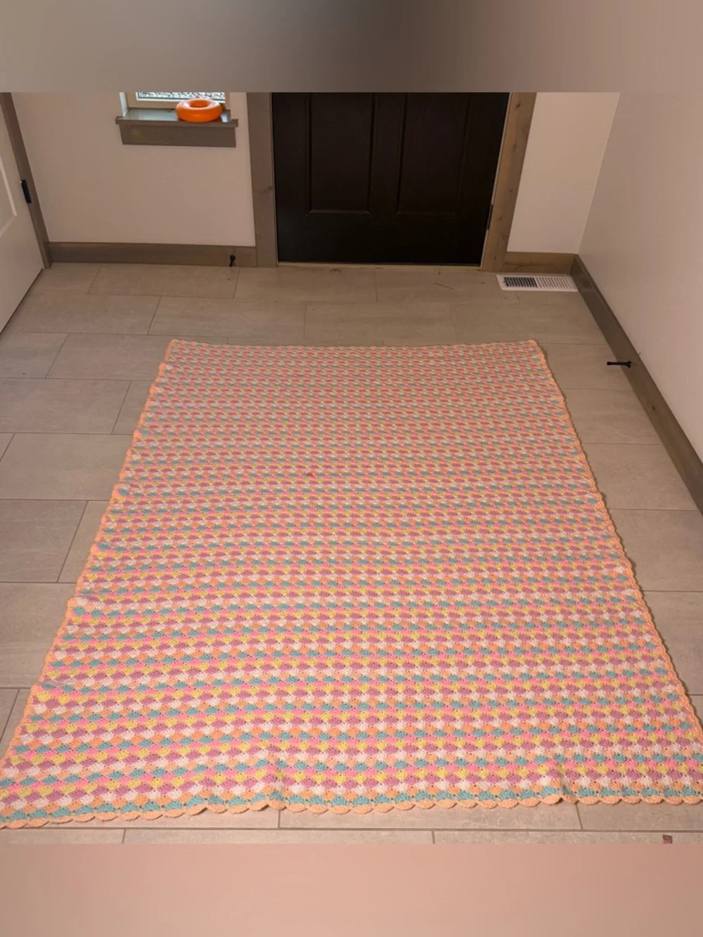 Handmade Crochet Blanket Afghan Shell‎ Pastel Throw Bedding 60x70